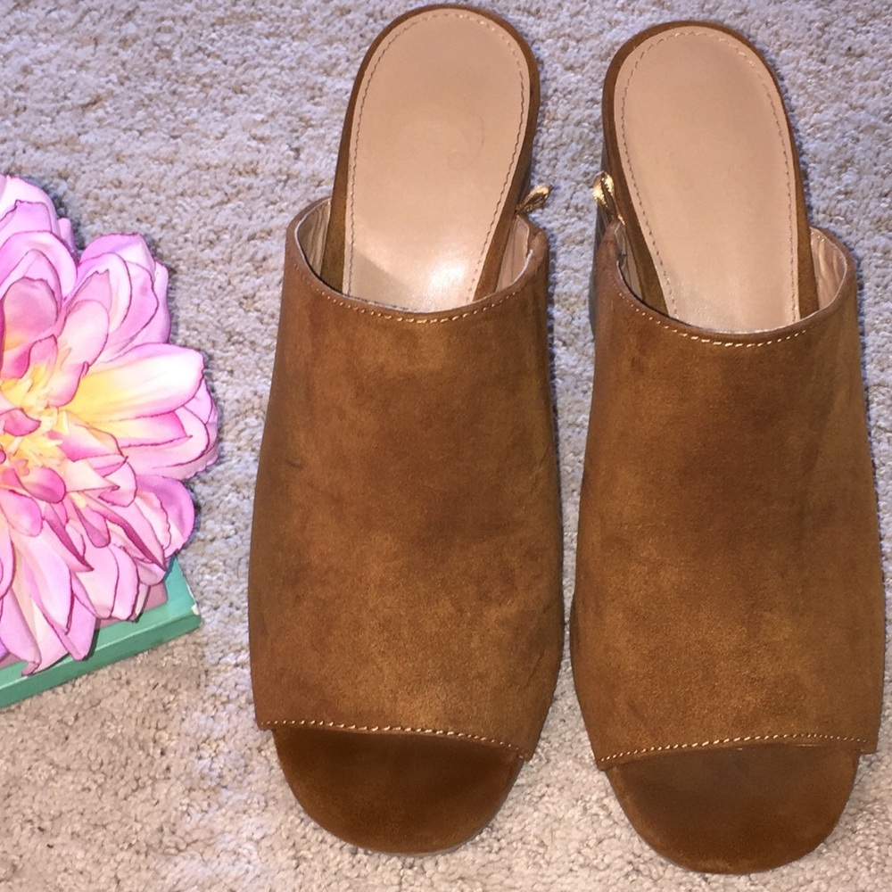 Tan Suede Wedge Mules - Picture 2 of 4